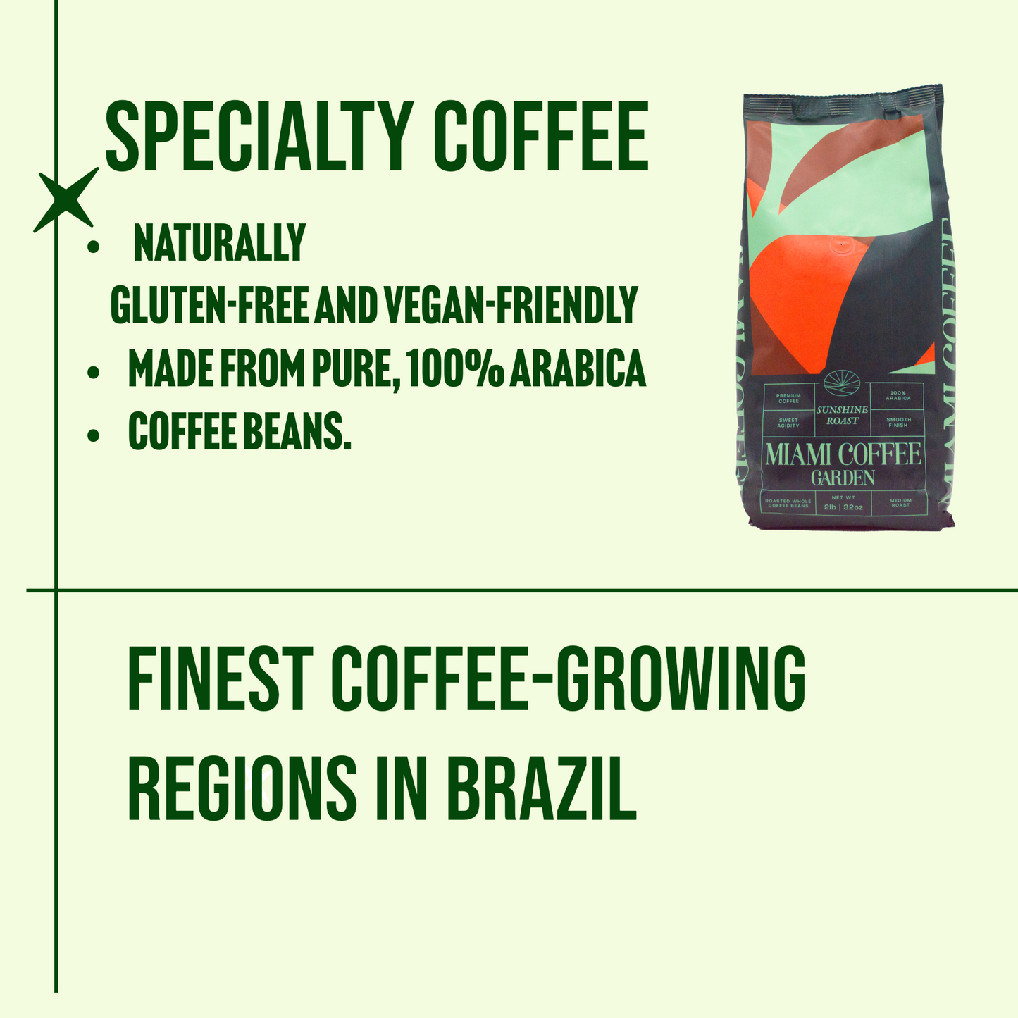 MCG Sunshine Roast Premium Coffee, Roasted Whole Beans 2 lb bag 100% Arabica