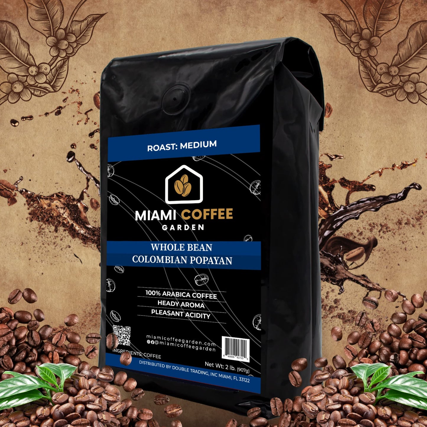 Colombian Popayan, Miami Coffee Garden, Medium Roast, Whole Coffee Beans