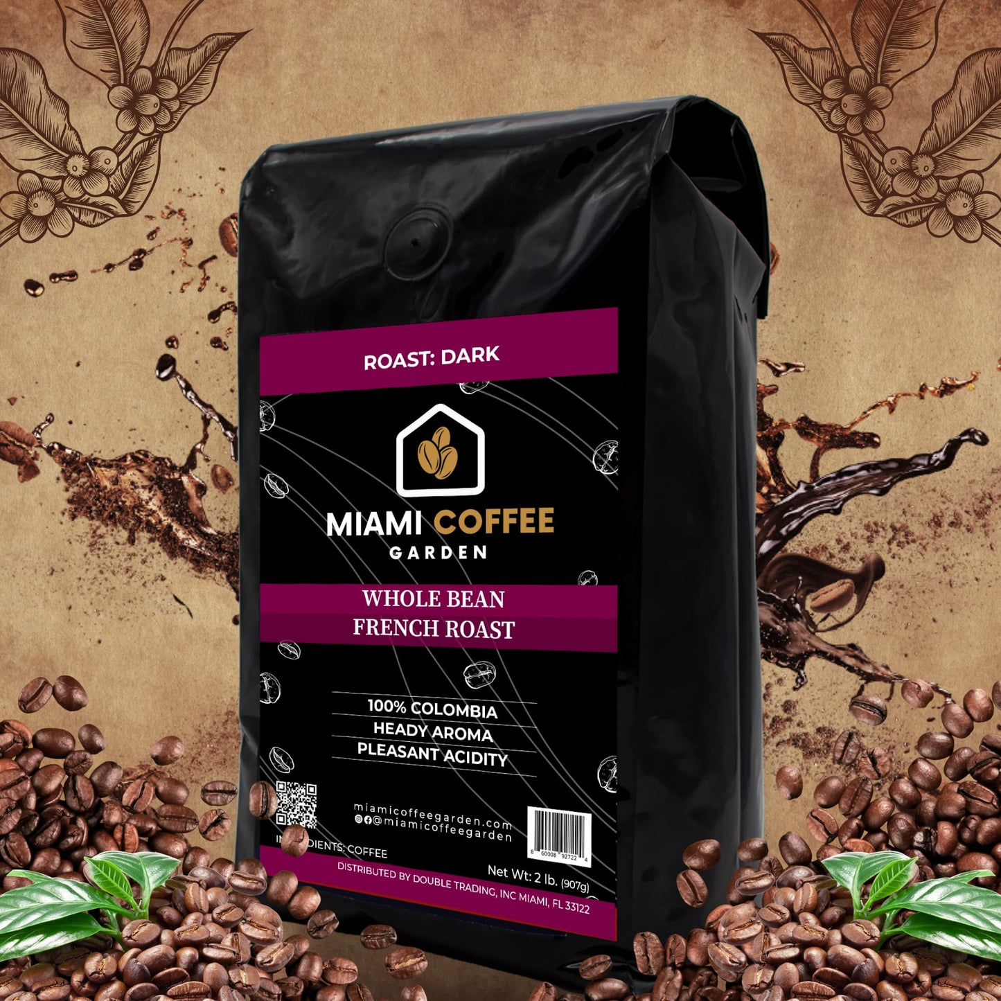 French Dark Roast, Miami Coffee Garden, Whole Coffee Beans, Fresh Roasted