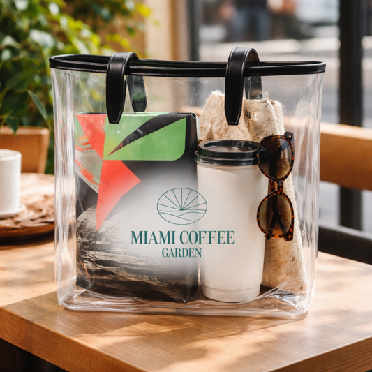 Miami Coffee Garden | MCG Lifestyle Clear Tote Bag — Stylish Coffee Culture Accessory for Everyday & Active Lifestyles