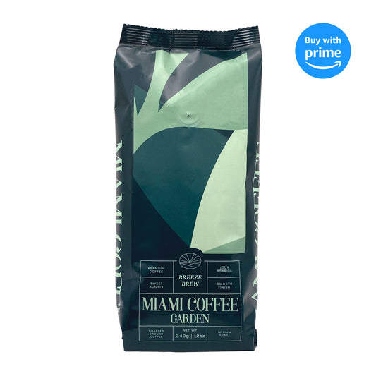 Miami Coffee Garden Breeze Brew, Brazilian Premium Ground Coffee, Medium Roast, 12oz