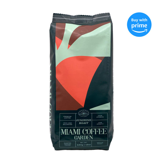 Miami Coffee Garden Sunshine Roast, Brazilian Premium Ground Coffee, Medium Roast, 12oz
