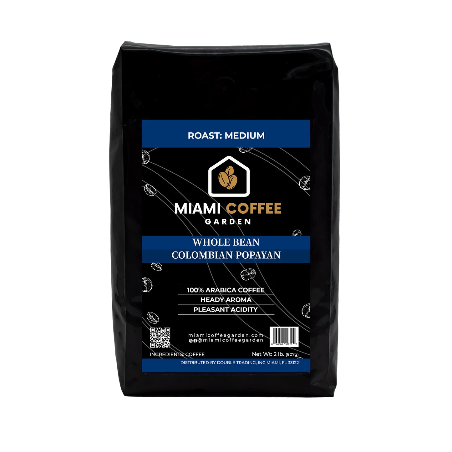 Colombian Popayan, Miami Coffee Garden, Medium Roast, Whole Coffee Beans